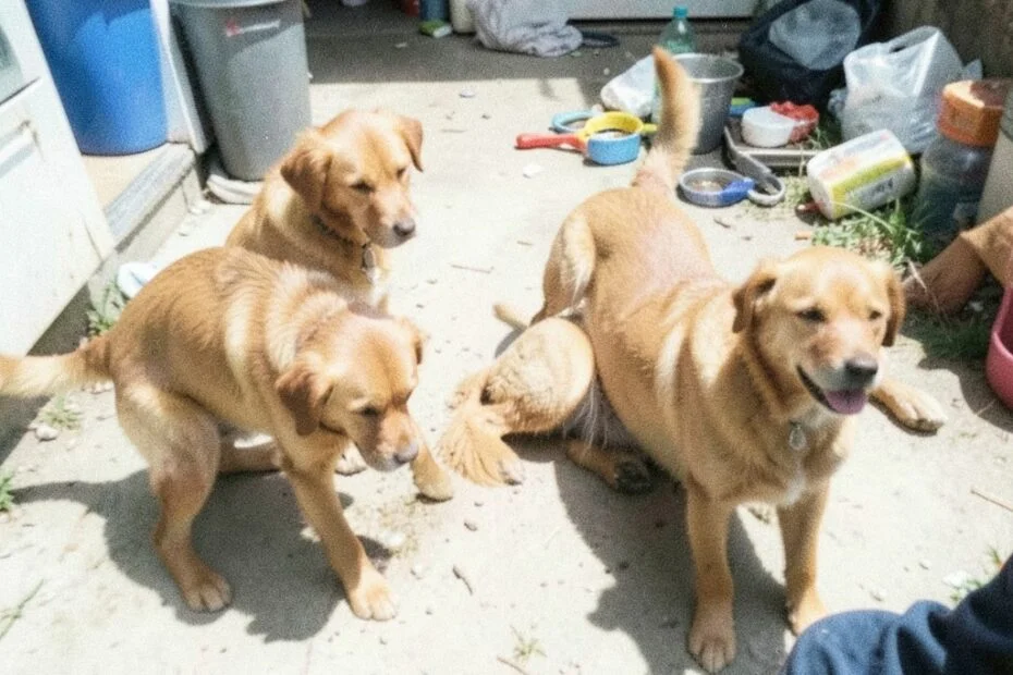 cães tomam banho e já querem rolar na poeira